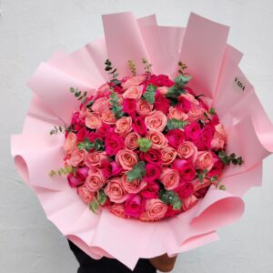 Ramo rosas fucsia y rosa hermosa