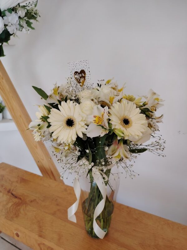 Florero Gerbera blanca